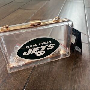 New York Jets NFL Clear Acrylic Box Purse with Chain Strap Brand New with Tags